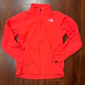 Bright coral fleece jacket